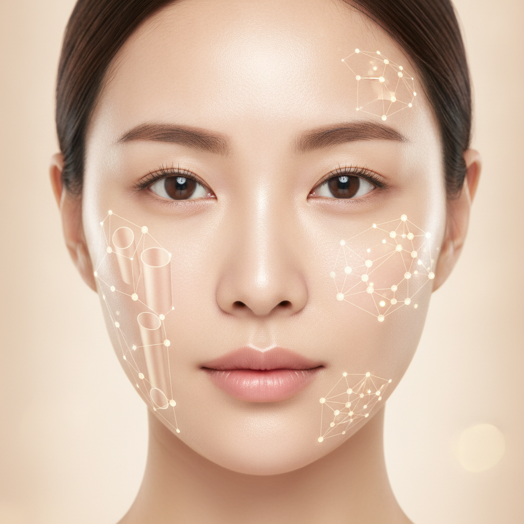 여드름 흉터와 모공의 구조적 차이 및 발생 원인 관련 의료 정보 콘셉트 이미지