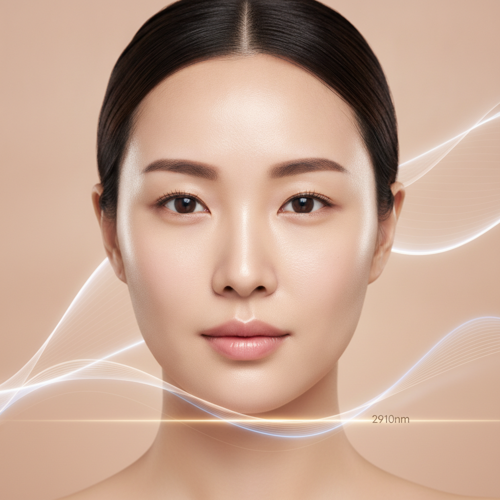 UltraClear 레이저의 기술적 원리와 2910nm 파장의 특징 관련 의료 정보 콘셉트 이미지